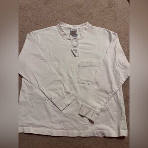 Zara Men's Classic White oversize Long Sleeve Tee